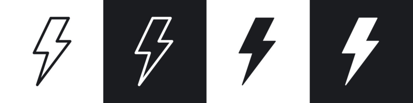 Thunder bolt line icon vector illustration set.