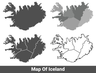 Obraz premium Collection of Iceland country grey political maps set with border outline vector illustration