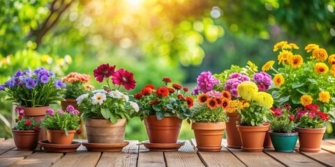 Colorful flowers and pots on a vibrant deck , colorful, flowers, pots, deck, vibrant, garden, outdoor, decoration, plants