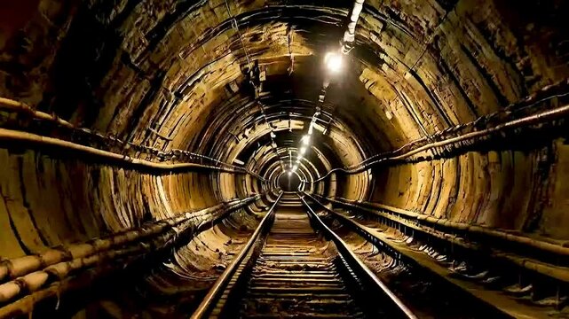 a tunnel with train tracks