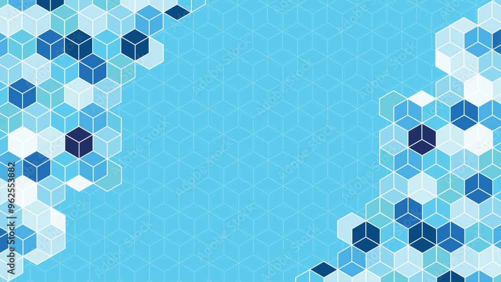Poster blue mosaic background. abstract geometric background with cubes seamless pattern. can use for medic