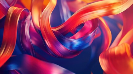 Obraz premium Abstract Swirling Pattern of Vibrant Red, Orange, and Blue Ribbons