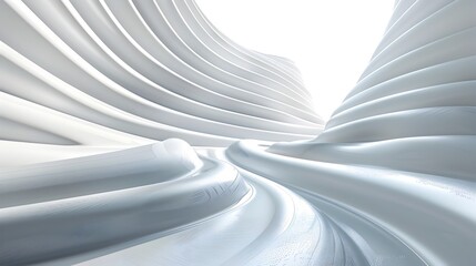 A white and gray building with a curved wall