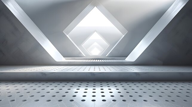 A large, empty room with a white ceiling and white walls