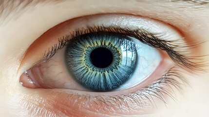 Fototapeta premium clear blue eye, with deep color tones and intricate vein patterns visible in the iris