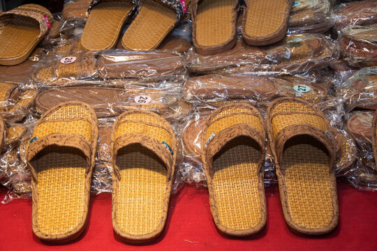Handmade traditional clogs sold on Jishan street in Jiufen, Taiwan.
