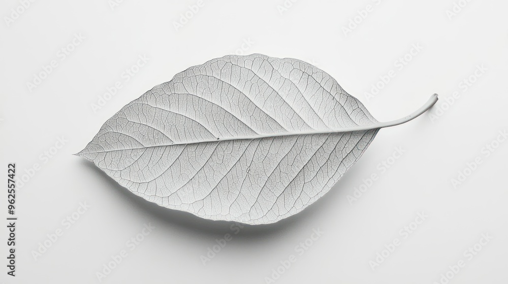 Poster A Delicate White Leaf with Detailed Veins