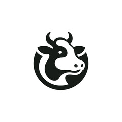 cow head animal farm logo vector illustration template design