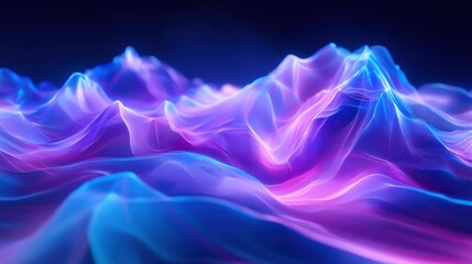 Obraz premium Abstract Glowing Purple and Blue Wavy Landscape