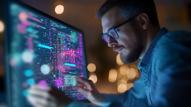 Coder Creating Vibrant and Animated Web Content on HTML5 Canvas