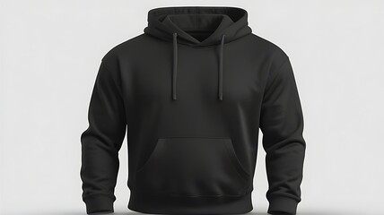 Blank hoodie mockup .Blank sweatshirt black color preview template front and back view on white background. crew neck mock up isolated on white background. Cloth collection.	

