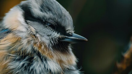 Close-up Portrait of a Blue Tit Bird