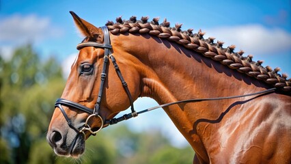 Perfectly braided plaits on a show jumping horse, show jumping, horse, plaits, braids, grooming, competition, equestrian, mane