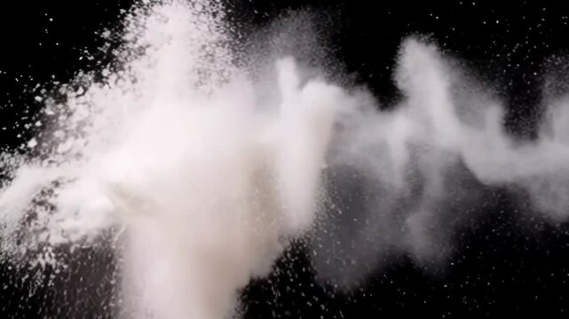 White Powder Explosion in Slow Motion with Copy Space
