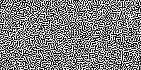  Generative algorithm psychedelic background. Reaction-diffusion or truing pattern formation. Abstract Doodles Pattern Vector Eccentric Psychedelic Grey Panoramic Background. 