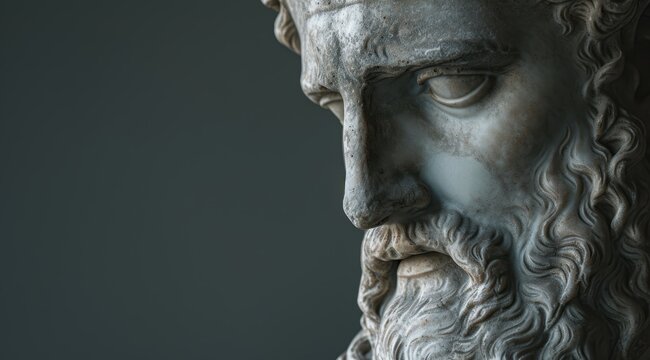 Weathered ancient greek statue face