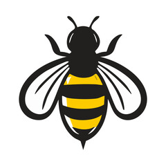 Black and yellow bee icon vector illustration