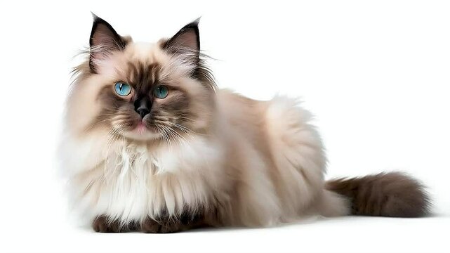 a Birman cat with blue eyes