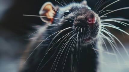 Close-up Portrait of a Black Rat