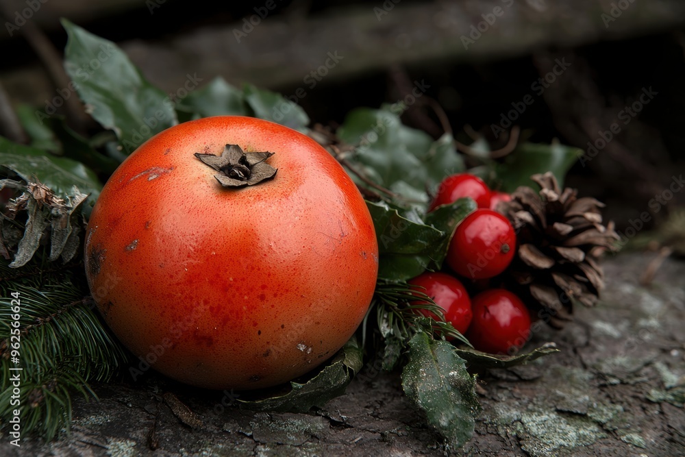 Wall mural Festive winter fruit and foliage