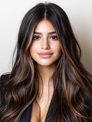 Naklejka premium Glamorous woman with long dark hair