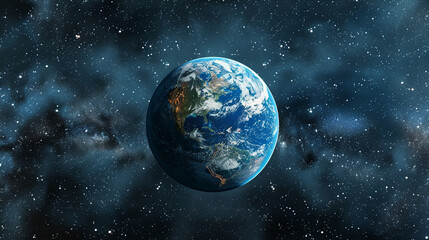 Planet Earth in space 3D rendering elements with stars and dark background