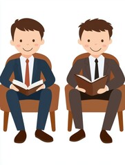 two businessmen reading books