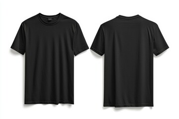 Black Tshirt Mockup Front and Back Isolated created with Generative AI