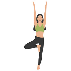 Yoga Pose Girl Cartoon Illustration. Flat Vector Character Design