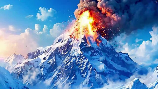 a volcano  erupting