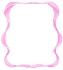 Coquette Bright Pink Ribbon Frame Watercolor