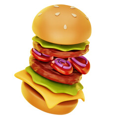 Burger 3D Illustration