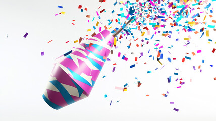 Naklejka premium Colorful confetti bursts from a party popper in celebration during a festive event