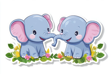 Fototapeta premium elephant cartoon cute animal character baby elephant illustration wildlife playful happy fun children’s art nursery decor vibrant colors smiling adorable 