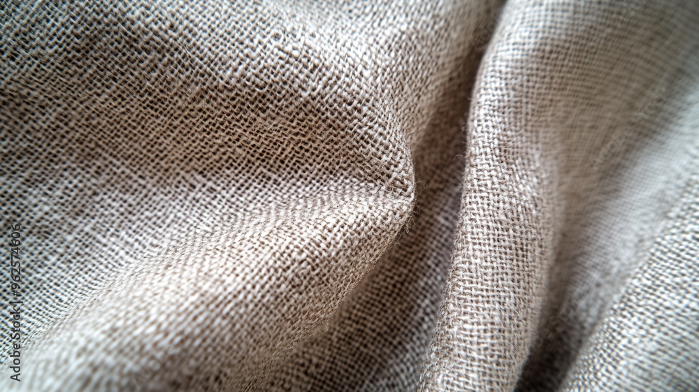 Poster close-up of textured beige fabric showcasing intricate weave patterns and natural fibers