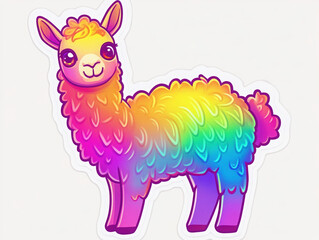 Naklejka premium llama cute llama colorful llama cartoon llama animal sticker downloadable art fun illustration pink animal vibrant colors cheerful design kids art playful graphics 