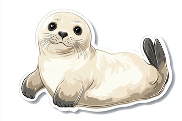 Fototapeta premium seal animal cute wildlife sea marine cartoon illustration ocean playful mammal baby seal animal illustration seal sticker aquatic animal furry creature 