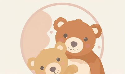 Obraz premium Realistic cartoon avatar of cute brown bear animal on simple minimalist background Generate AI
