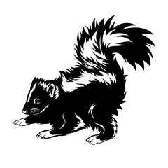 Skunk | Smelly Skunk | Wild Animal | Woodland Animal | Zoo Animal | Stinky Skunk | Wildlife | Black & White Mammal | Original Illustration | Vector and Clipart | Cutfile and Stencil