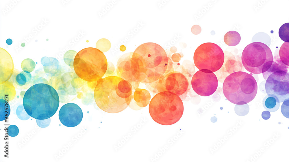 Poster vibrant abstract illustration of colorful circles blending in a dynamic flow