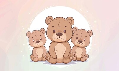 Naklejka premium Realistic cartoon avatar of cute brown bear animal on simple minimalist background Generate AI