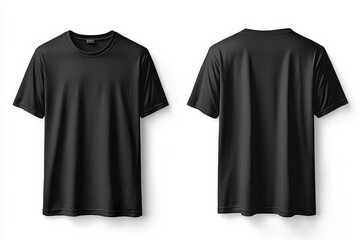 Black Tshirt Mockup Front and Back Isolated created with Generative AI