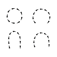 Round triangle in line arrow shape isolated vector illustration.