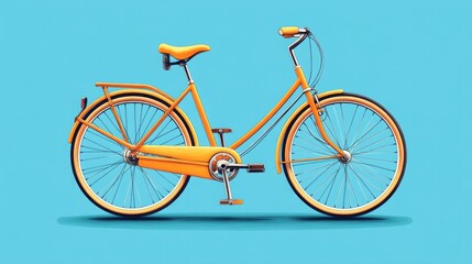 Fototapeta premium A yellow bicycle with a blue background