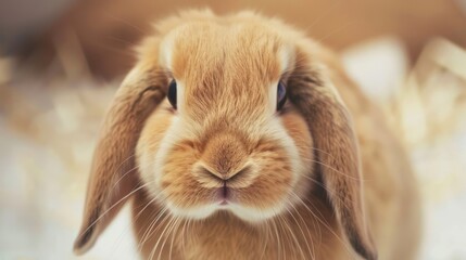 Close-up Portrait of a Cute Brown Rabbit with Floppy Ears