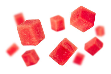 Falling Cube Watermelon, cutout, full depth of field.