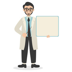 Professional Doctor Pose Illustration Isolated on White Background. Vector Character with Minimalist Cartoon Style.