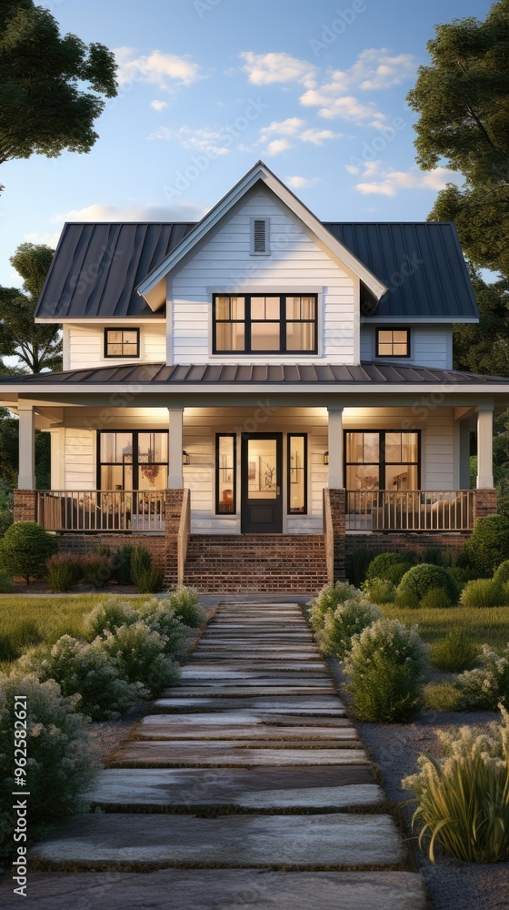 Poster modern farmhouse-style house