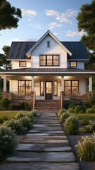 Naklejka premium Modern farmhouse-style house 