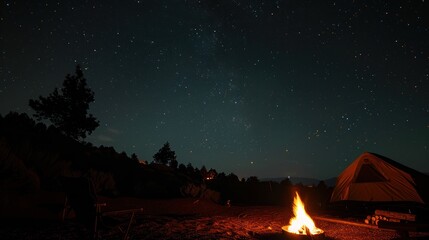 Campfire Under a Starry Sky